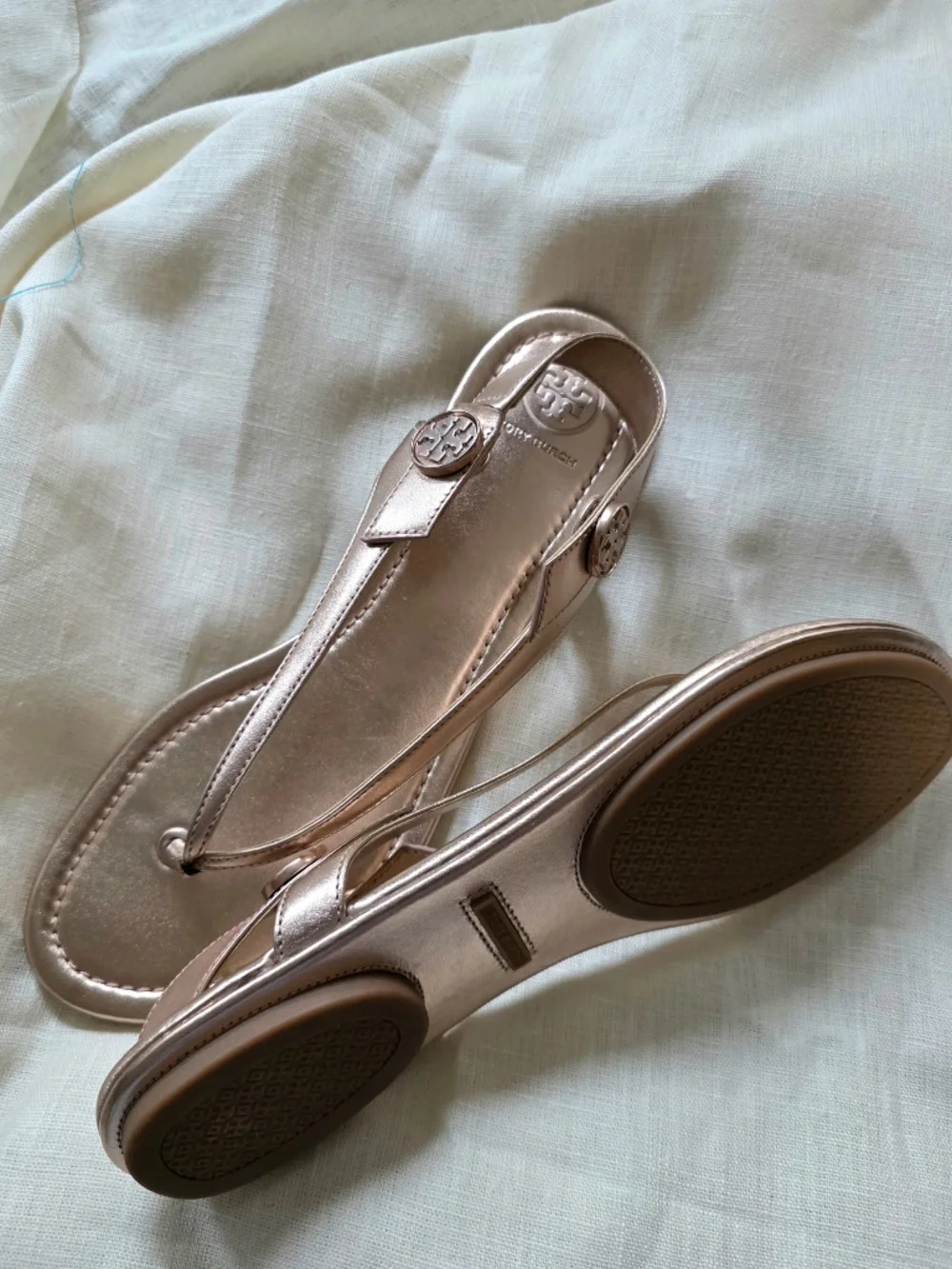 Tory Burch rose gold sandals